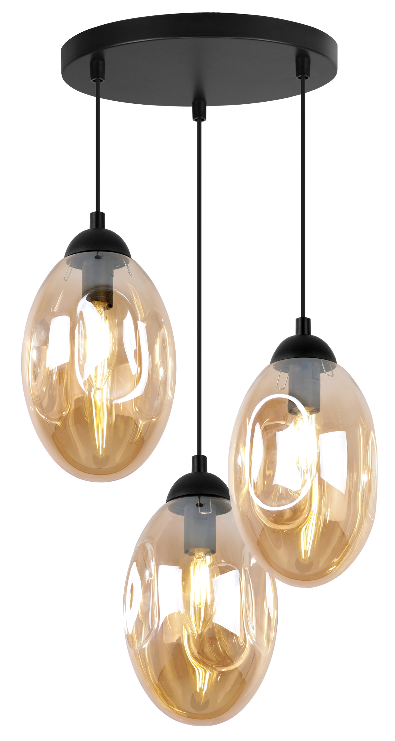 Lampa sufitowa wisząca elegance Vigo 3xE14 klosz owalny miodowy Light Home LH - 2