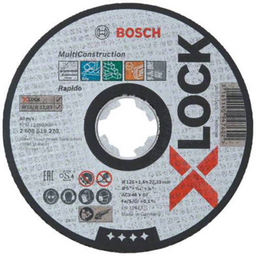 Bosch Professional 2608619270 Mola da Taglio Dritta, per Multimateriale, X-Lock, Ø125 mm, Diametro Ø: 22.23 mm, Spessore: 1.6 mm