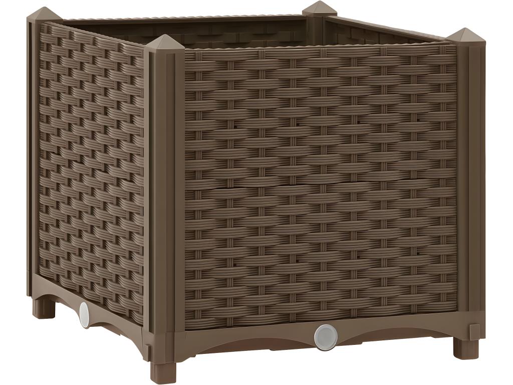 Fioriera rialzata piante fiori giardino 40 x 40 x 38 cm polipropilene marrone 02_0000929 - 5
