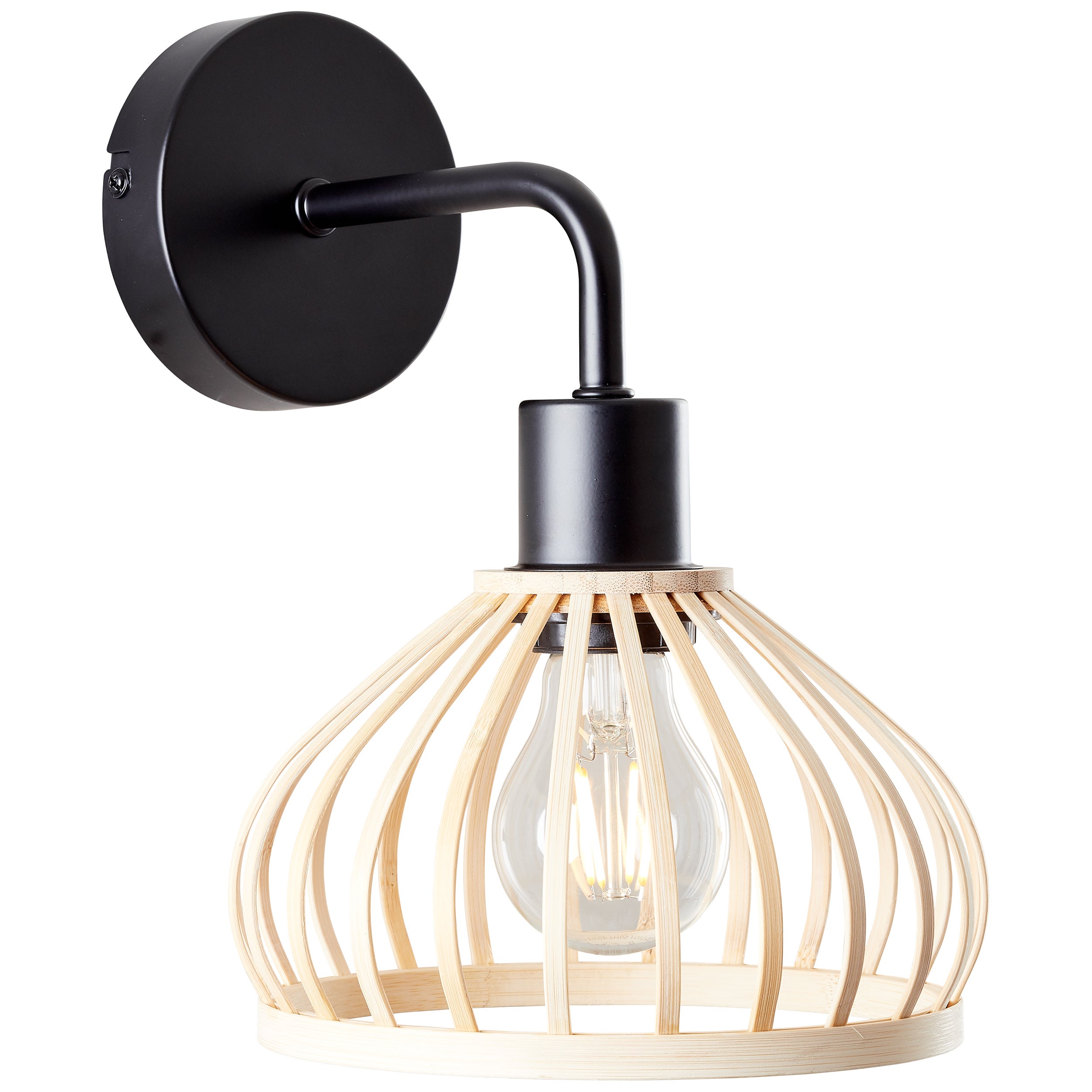 Lampa ścienna Brilliant Norah czarny/naturalny, metal/bambus, 1x A60, E27, 40 W