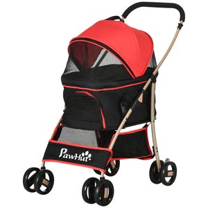 Passeggino Per Cani 2 In 1 PawHut - Pieghevole E Convertibile In Trasportino, Per Cani Piccoli Fino A 10 Kg, Nero