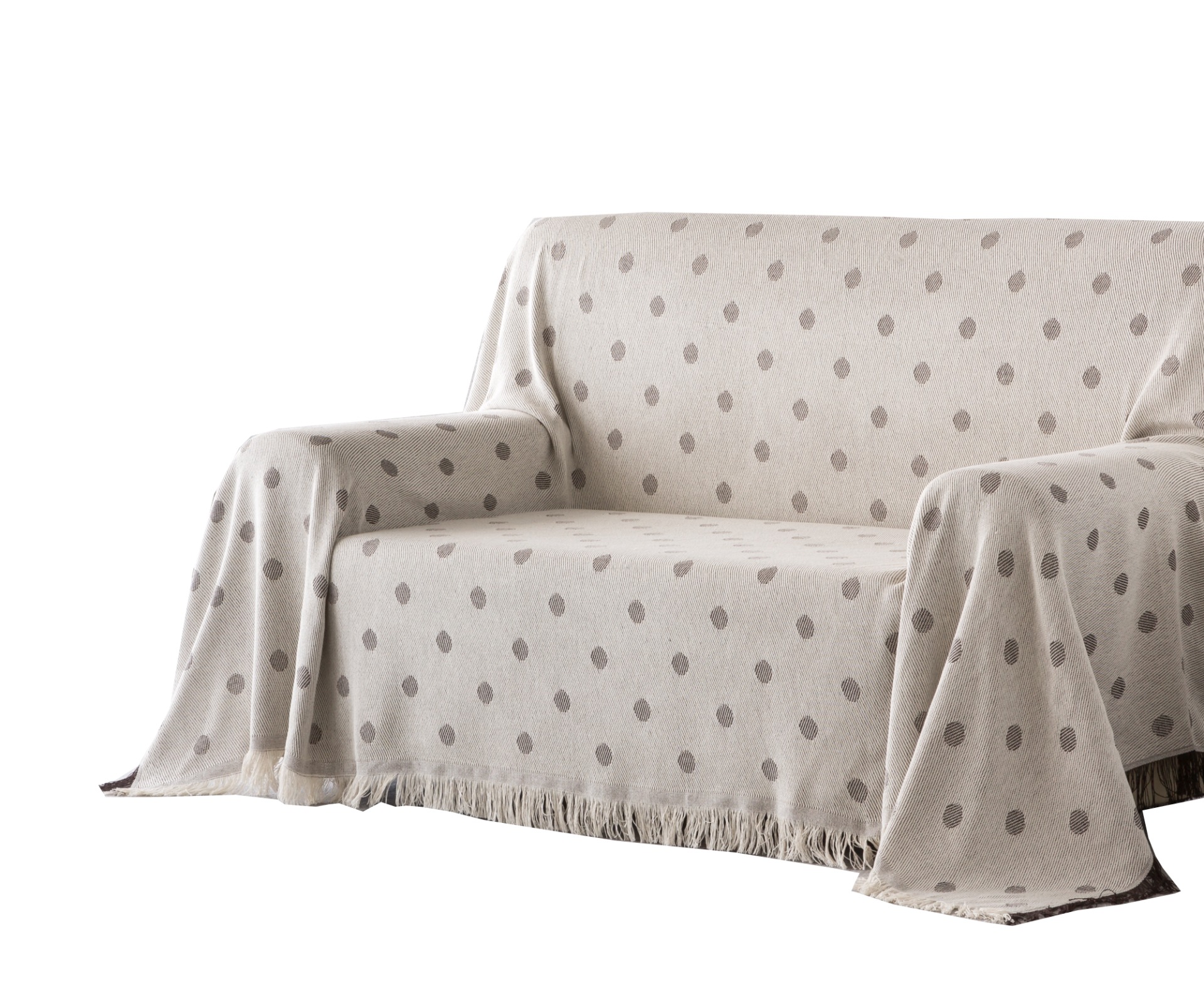 Estoralis | plaid multiusos tejido jacqard | con fleco ( 180x260 cm. anchoxalto ) modelo lunares color marron