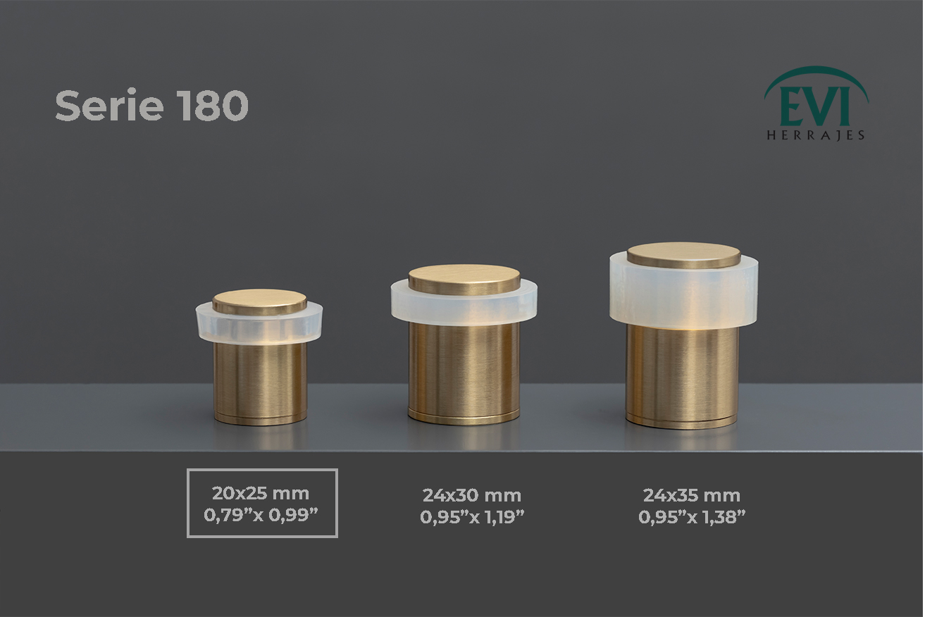 Lot de 4 butées de sol 20 x 25 mm, laiton avec caoutchouc de protection blanc, à visser, EVI Herrajes - 5