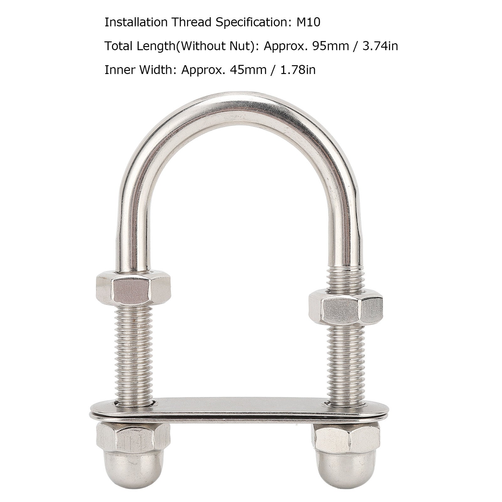 Boulons en U marins en acier inoxydable 316 poli miroir - Accessoires de bateau pour yacht M10x95x45mm - 5