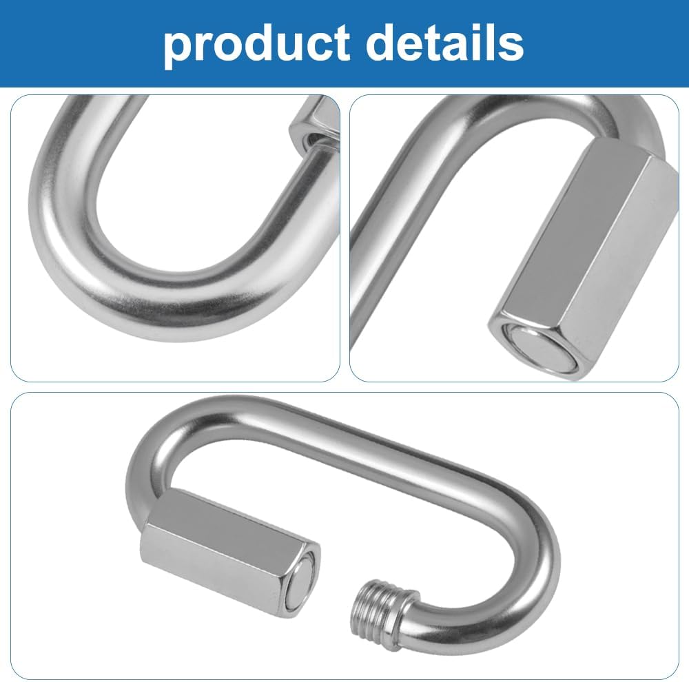 8 Pièces Maillon Rapide Mousqueton à Vis Manille INOX, Mousquetons en Acier Inoxydable Rapide Fixation pour Extérieur, Camping Tentes, Randonnée - 3
