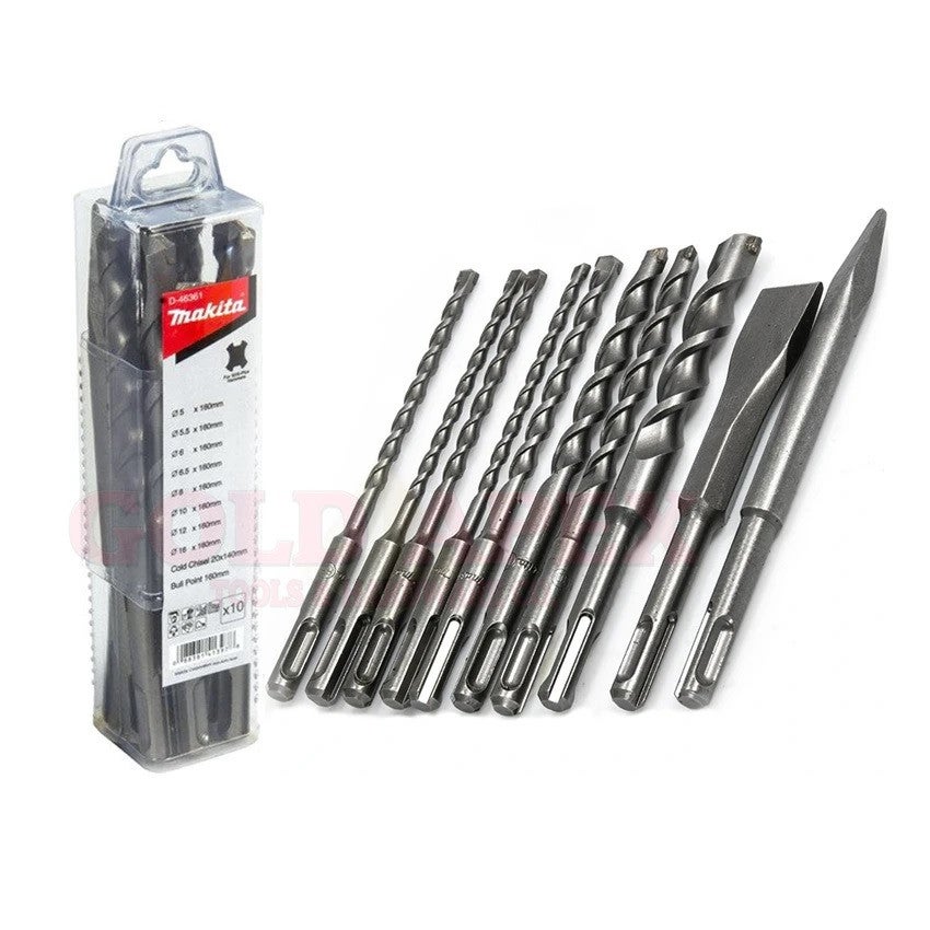 MAKITA Zestaw dłut i wierteł SDS+ Plus 10 szt. do betonu cegły D-46361