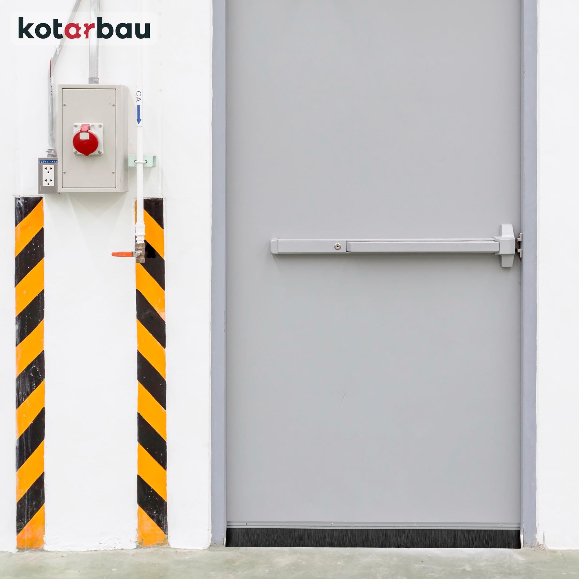 Joint de brosse en aluminium à visser 100 cm x 60 mm bas de porte isolant anti froid balai porte d'entrée et de garage - KOTARBAU - 2