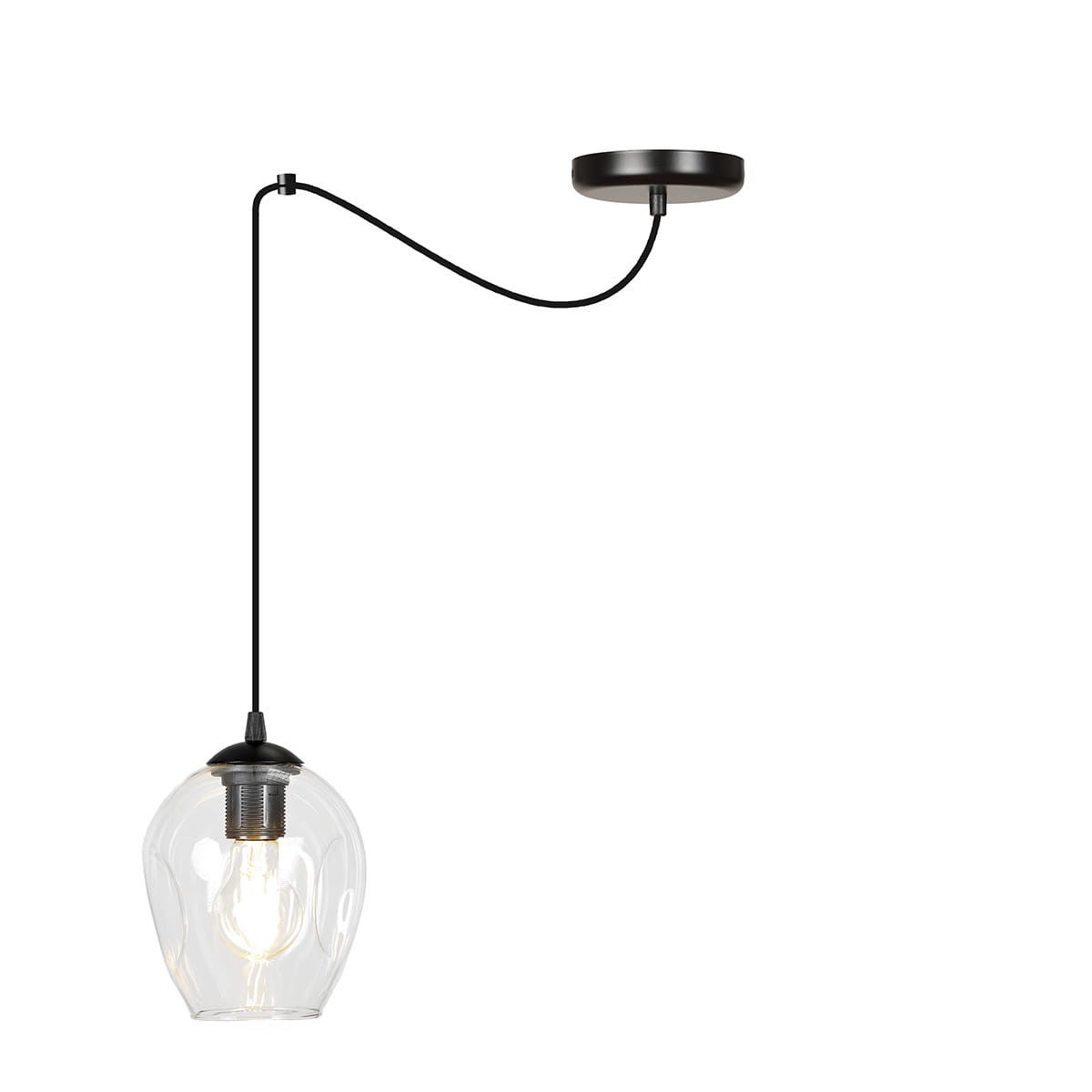 Lampa sufitowa Level czarno-przezroczysta 1xE27x15W wym: 200 x 14 x 14 cm szkło Emibig
