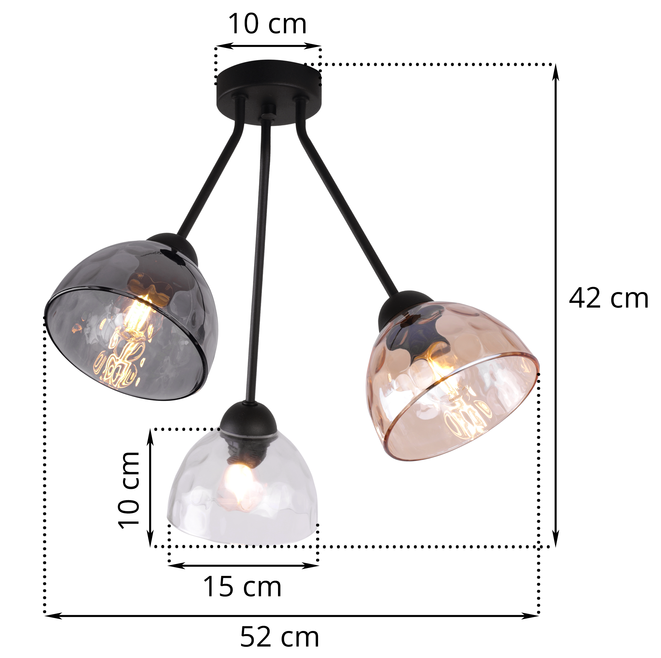 Lampa sufitowa wisząca Venice Trio modern 3xE27 klosz półokrąg wielokolorowy Light Home LH - 6