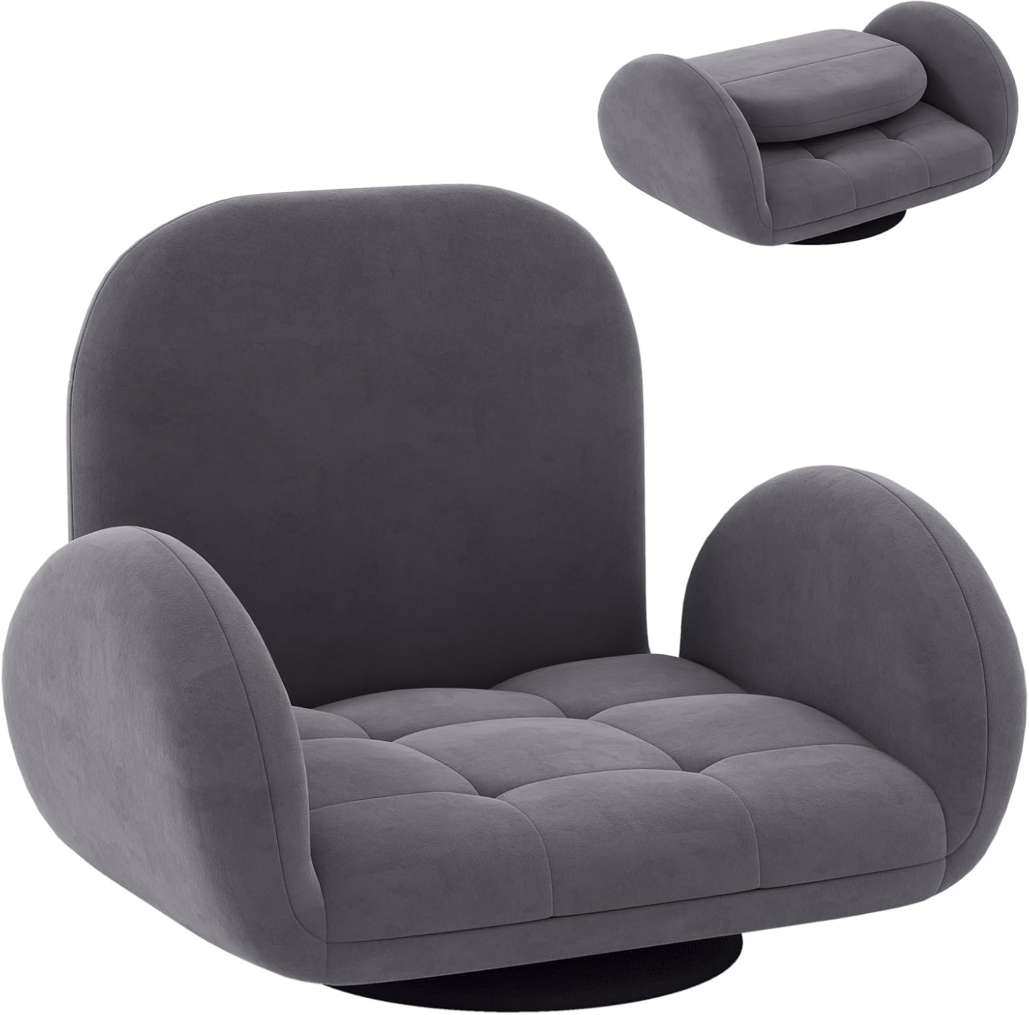 Silla de suelo plegable, silla para juegos con respaldo ajustable en 3 posiciones y reposabrazos de 5 posiciones, sofá suelo de tela para leer salón d