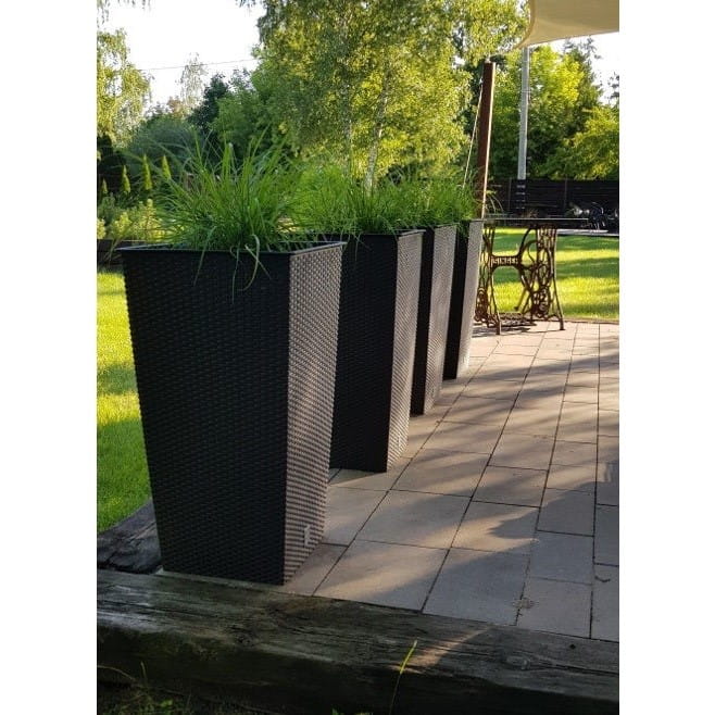 ZANVIC Cache-pot haut style rotin 26x26x50 cm Anthracite - 6