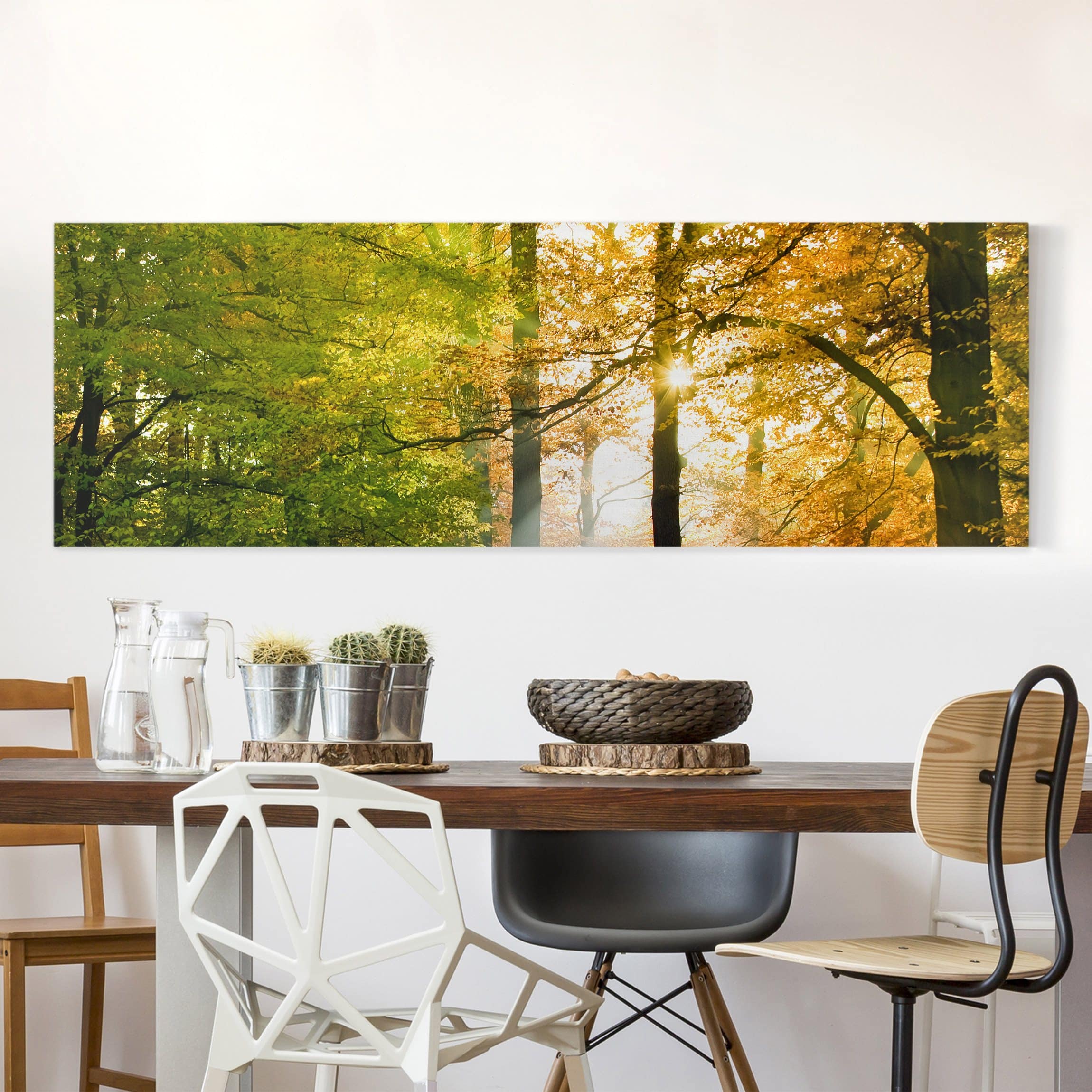 Lienzo cuadro en lienzo bastidor impresion en lienzo naranja paisaje panorama bosque 146 cocina dormitorio salón pasillo 90 x 30 cm