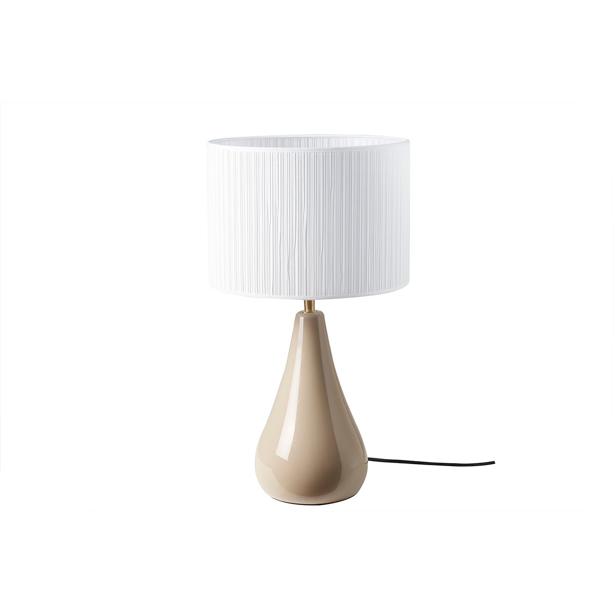 Lampe De Table Licht-Erlebnisse PELOTE - Céramique Crème Et Abat-jour Tissu - H67cm