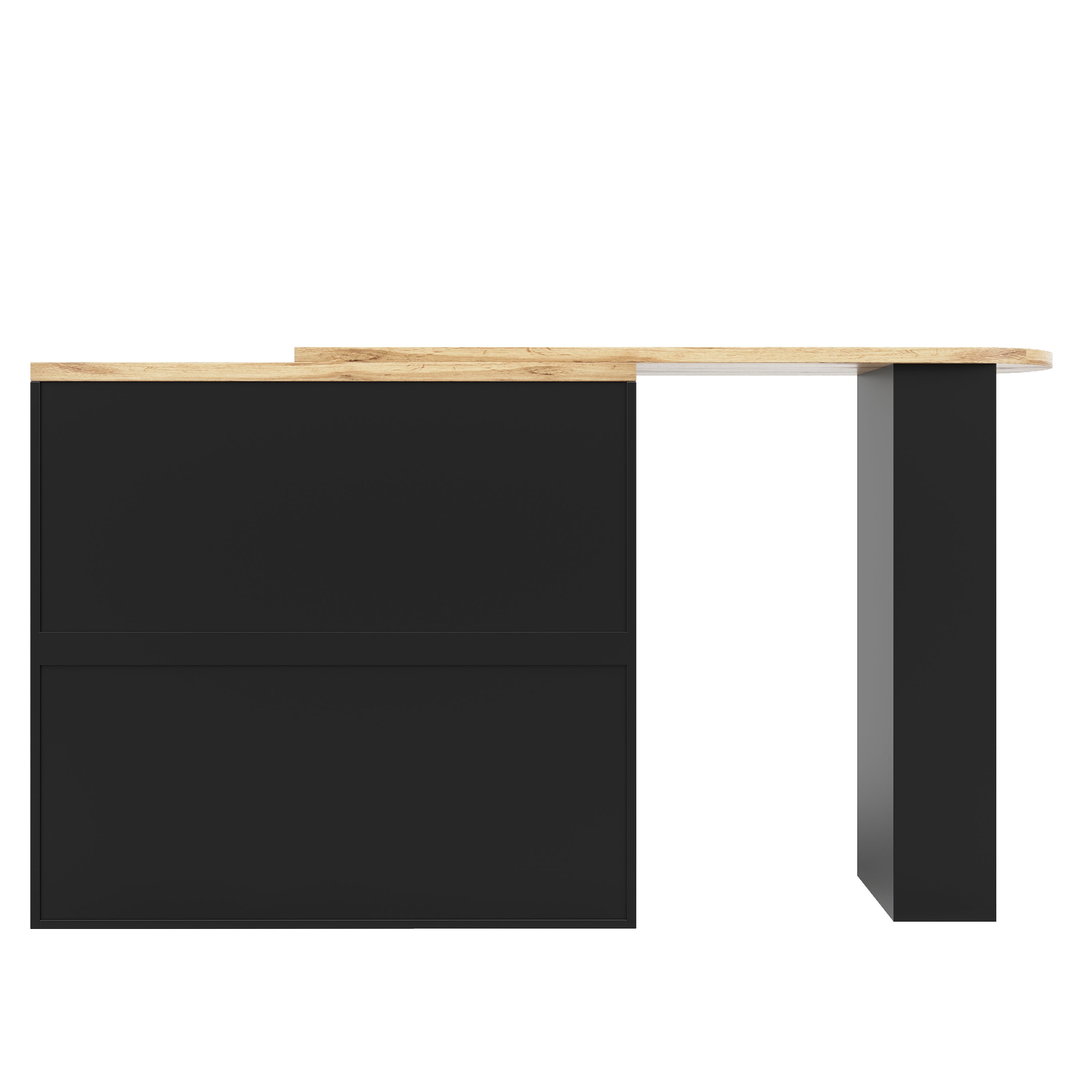 Table de bar rotative 360° MDF 105x39x102 cm tiroirs et étagères modulables, pour salle à manger/bureau/salon, Noir – ComfortXL - 9