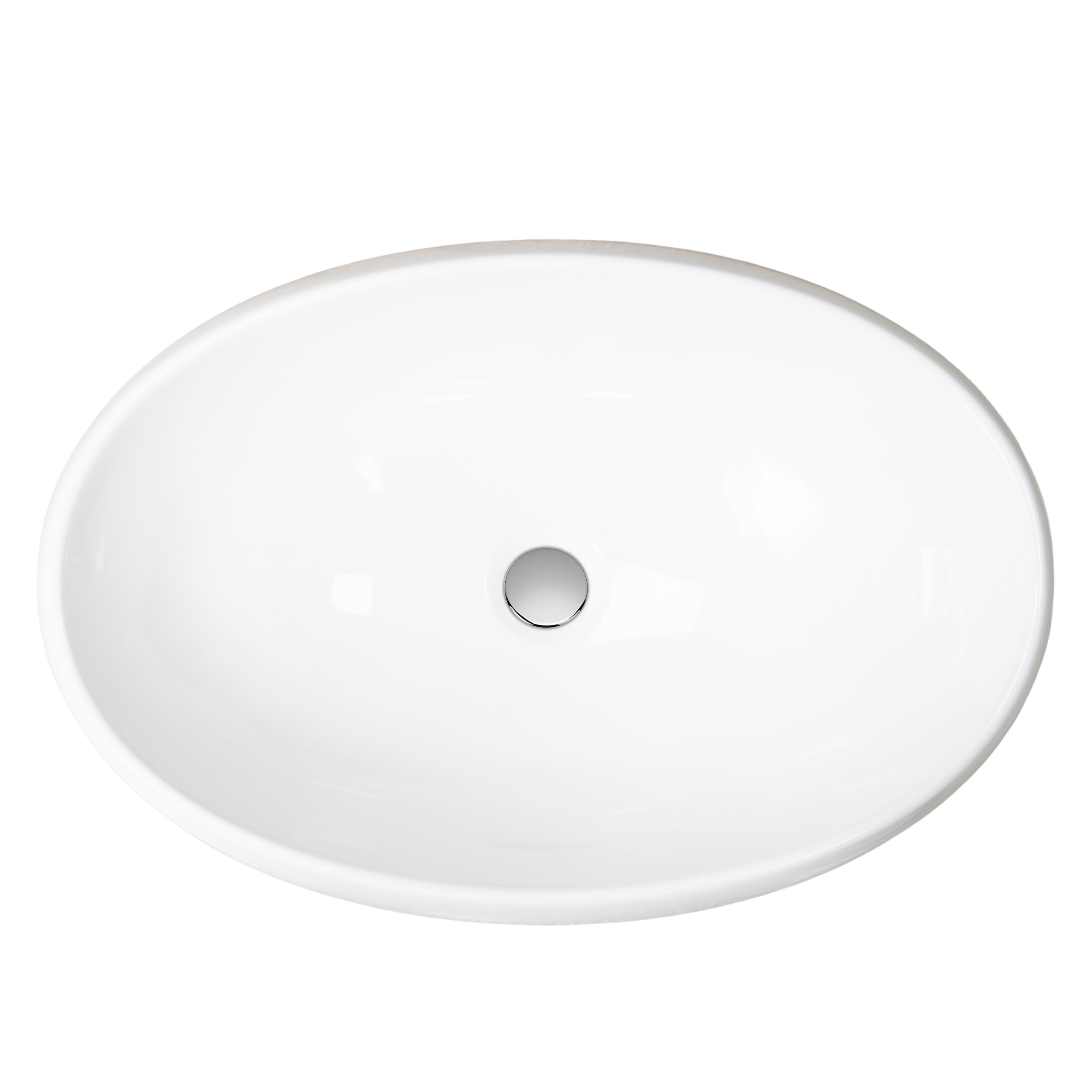 Lavabo da appoggio ovale 60 cm in ceramica Bianco Lucido - 2