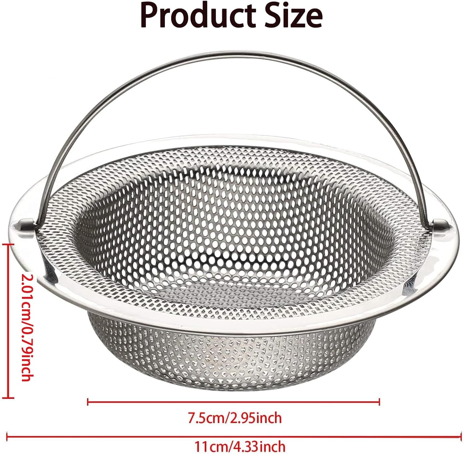 Zestaw 2 filtrów do zlewu kuchennego, sitko do odpływu zlewu ze stali nierdzewnej z uchwytem do podnoszenia, średnica zewnętrzna 11 cm x wysokość 2 cm