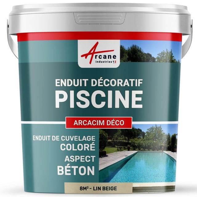 ENDUIT DE CUVELAGE PISCINE FINITION BETON CIRE - ARCACIM DECO - 8 m² Lin Beige - ARCANE INDUSTRIES