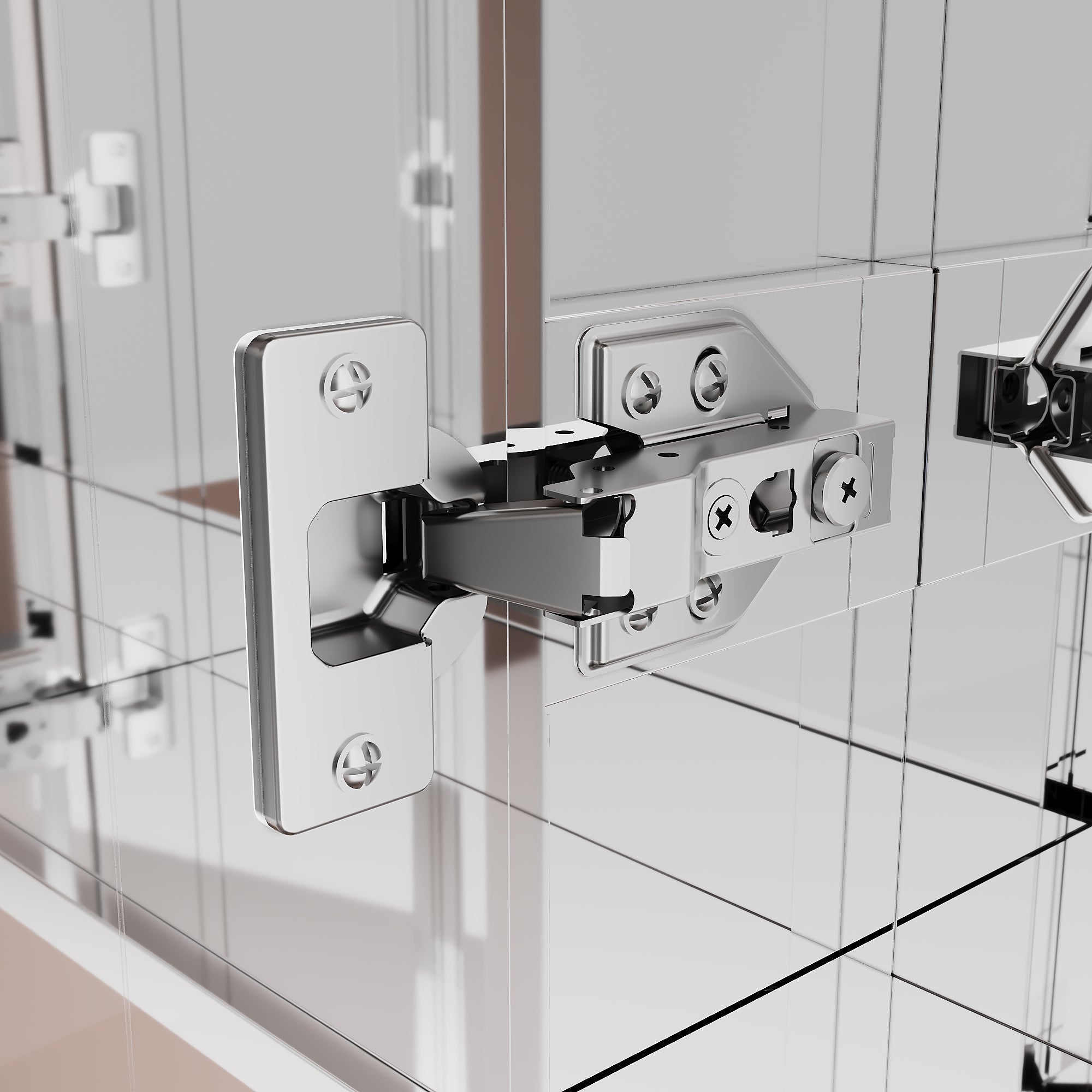 SIRHONA Armoire Miroir Inox 3 Portes 80x60x12cm,&nbsp;Éclairage Supérieur LED Amovible, Design sans Câbles Internes, Grande Capacité - Argent - 4