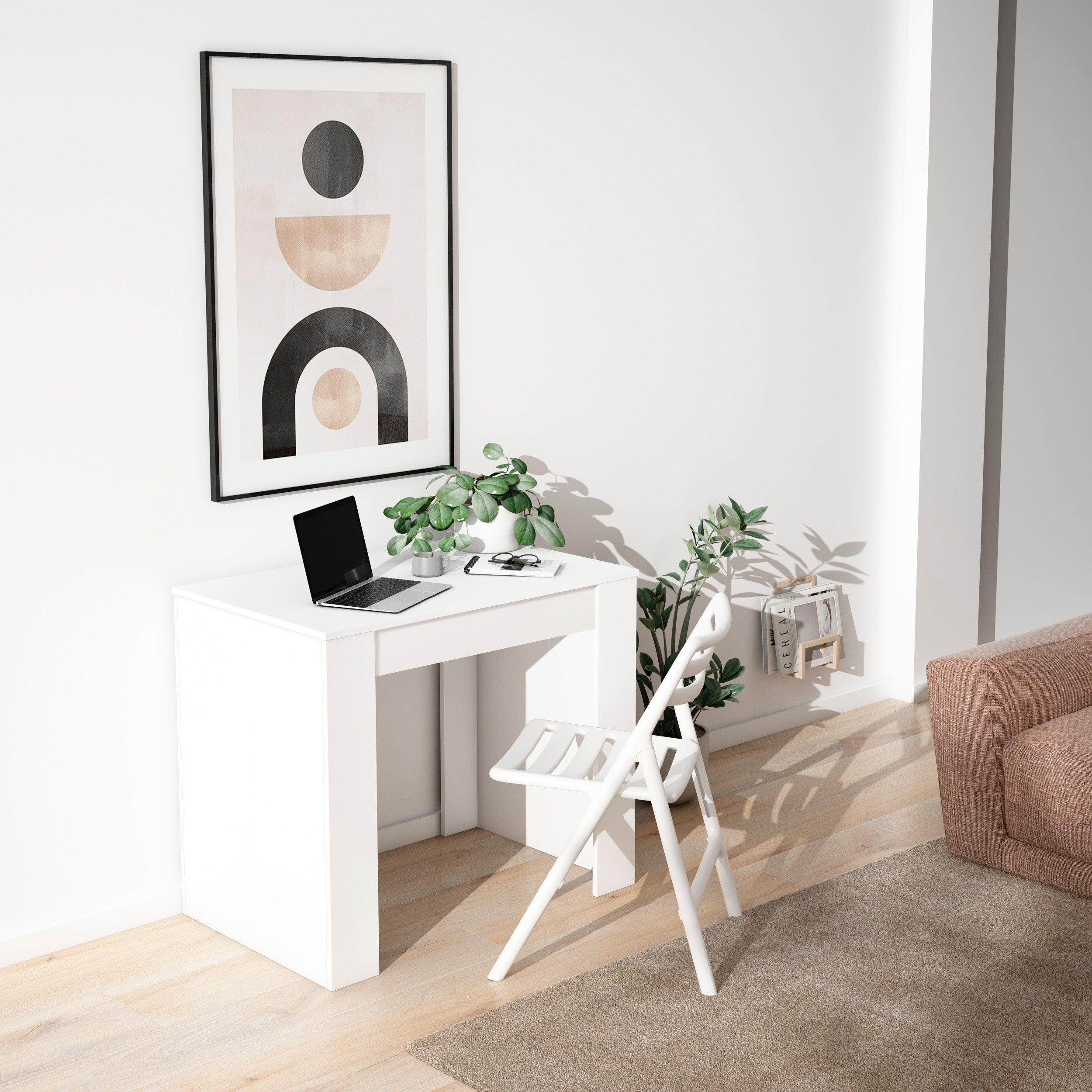 Mesa Consola extensible, 262x90x77cm, Para 12 comensales, Comedor y cocina, Blanco - 3
