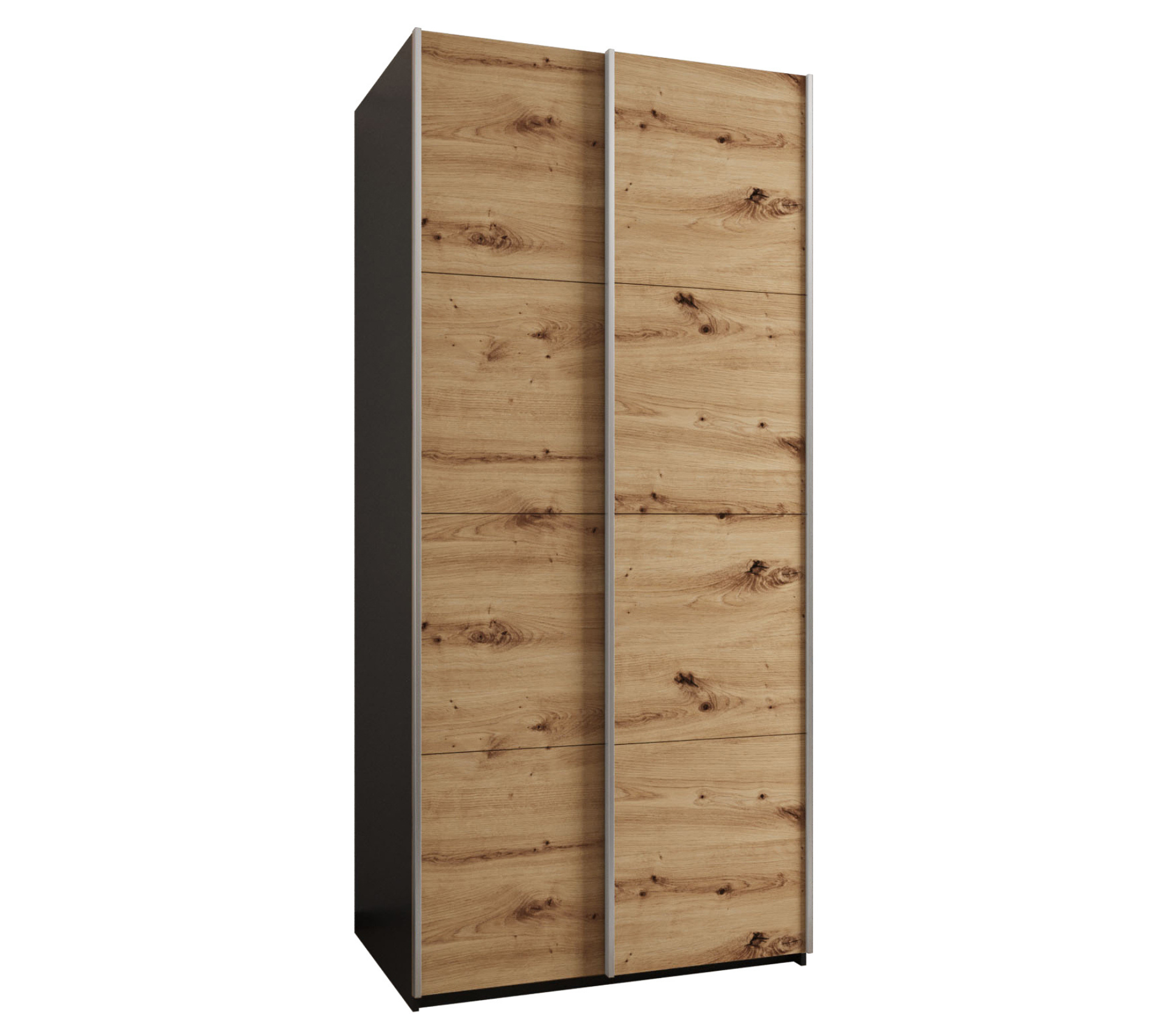 Szafa przesuwna wysoka Lux 1 100 x 64 x 245,5 cm czarny + artisan + u. srebrny - Abiks Meble