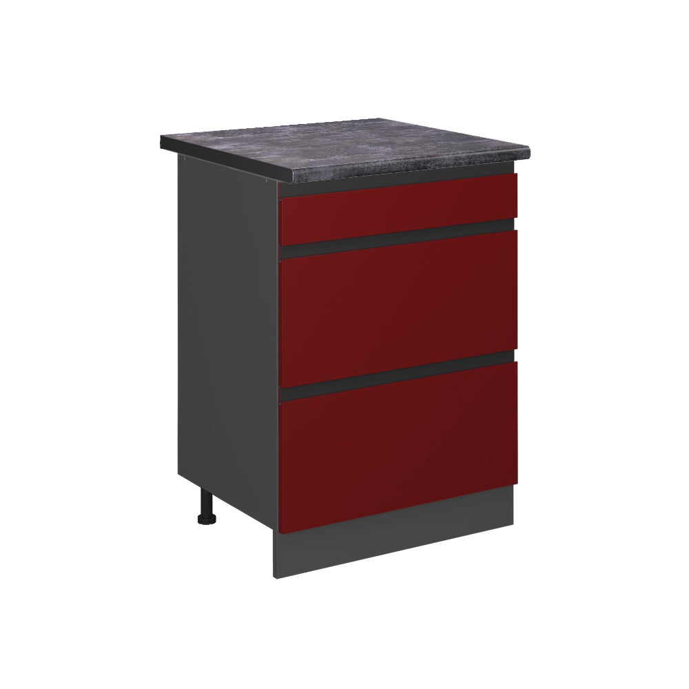 Vicco Szafka dolna do kuchni R-Line, Czerwony, 60 cm J-Shape z szufladami, BP Antracyt