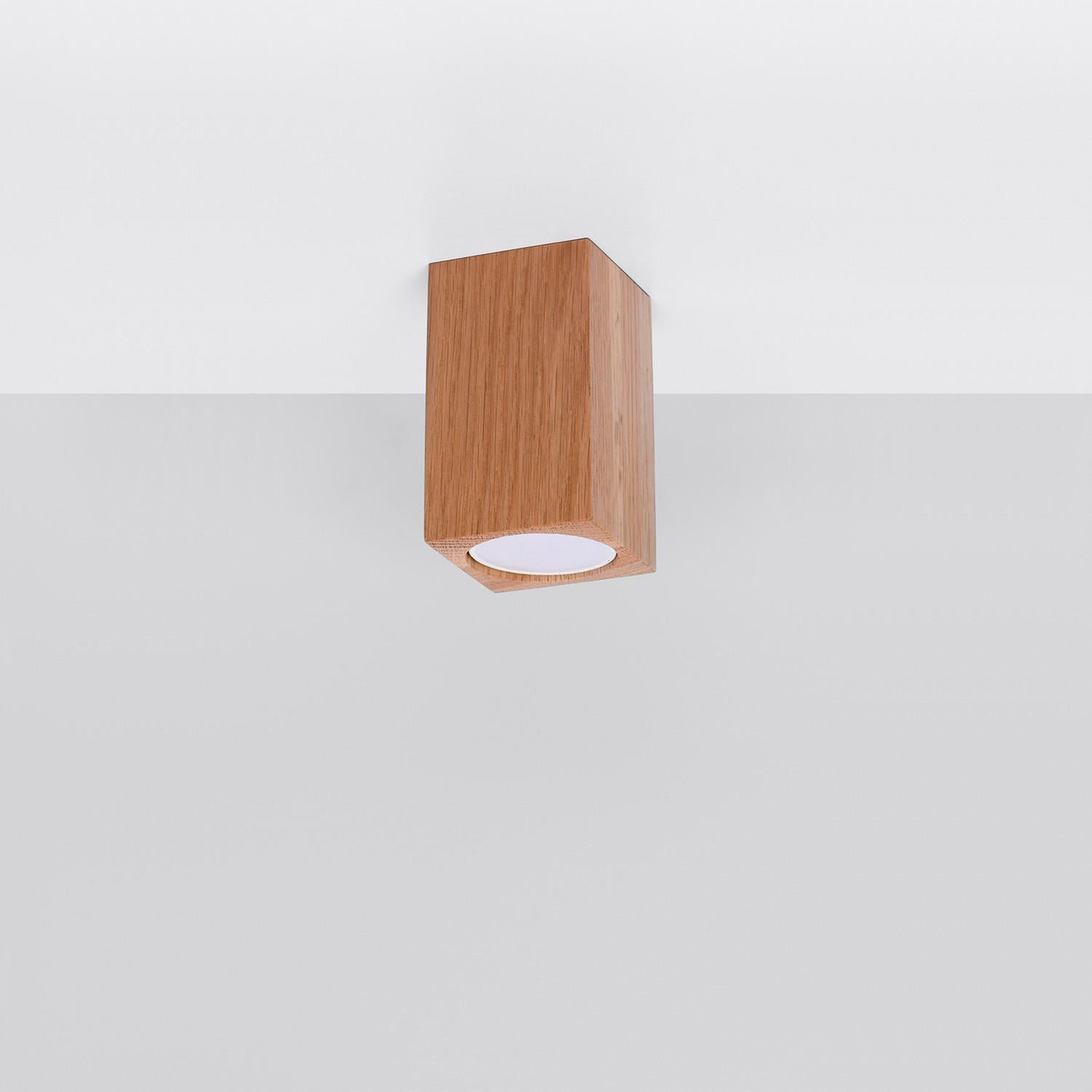 Reflektor sufitowy spot natynkowy Keke kwadratowy ciemne drewno 1xGU10x40W wym: 6 x 6 cm metal Sollux Lighting