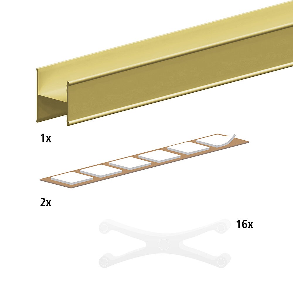 Kit profil en H SLID'UP 220 pour porte 18 mm - 1,8 m - or - 2