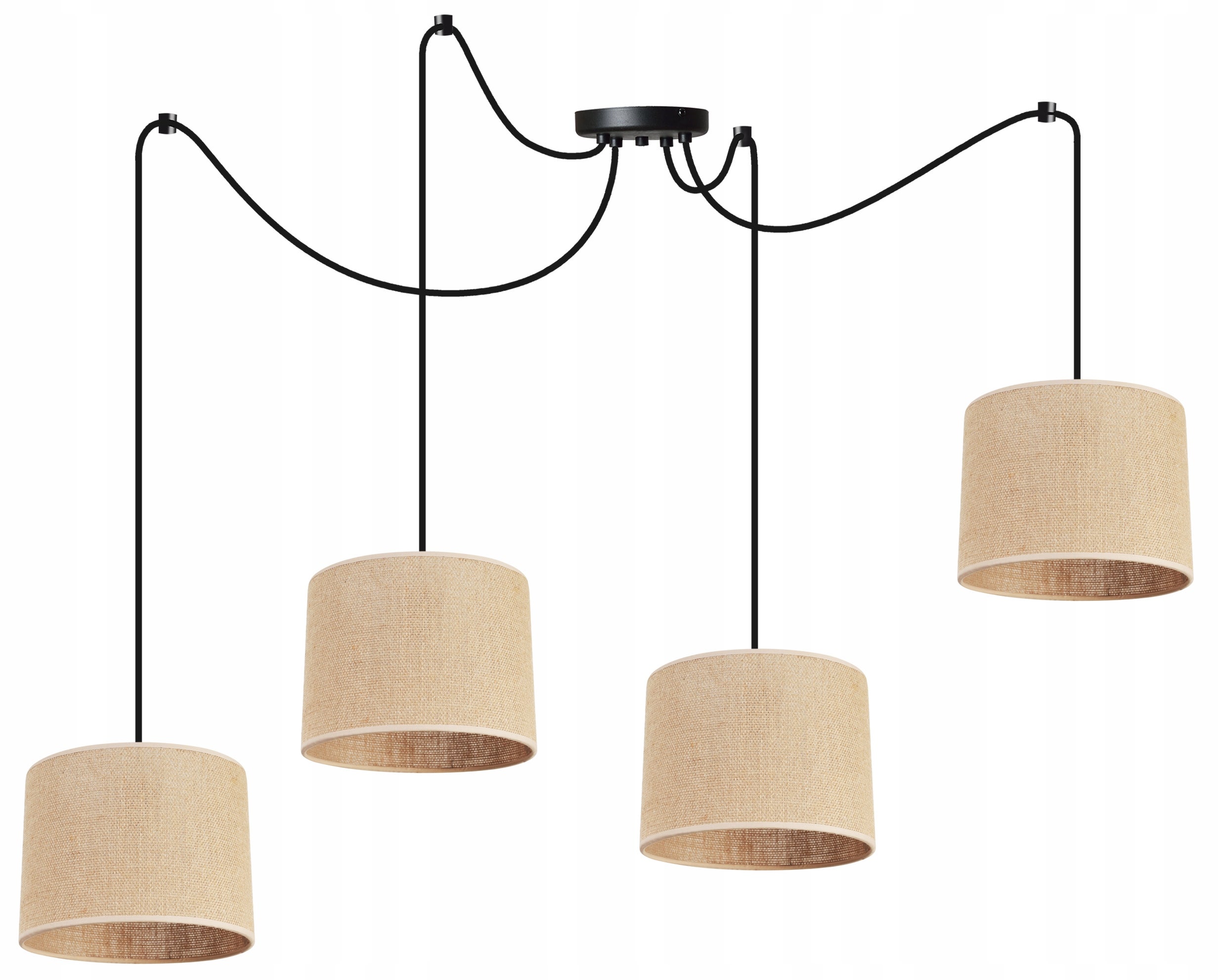 Lampa sufitowa wisząca Spider Juta modern 4xE27 abażur walec beżowy Light Home LH