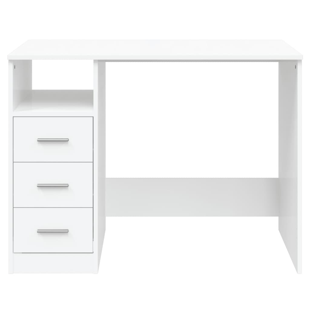 Bureau，Table de travail，Table d'étude avec tiroirs Blanc 102x50x76 cm Bois d'ingénierie CWV15147 - 4