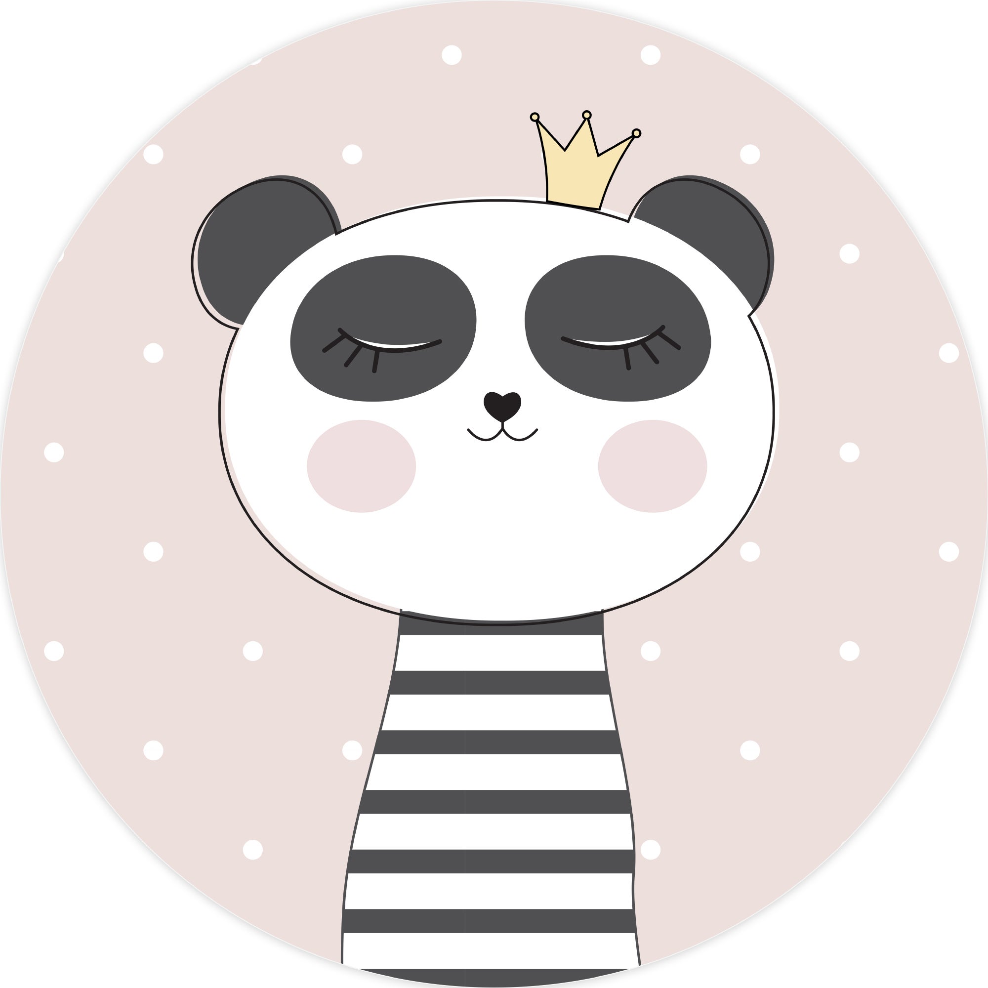 Dywan winylowy dla dzieci King Panda [średnica] 100 cm - Antypoślizgowy PVC, winylowy do pokoju dziecięcego, trudnopalny i zmywalny.