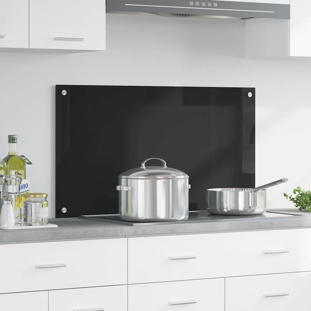 Vidaxl Salpicadero De Cocina 90 X 50 Cm Vidrio Templado Negro , Leroy Merlin