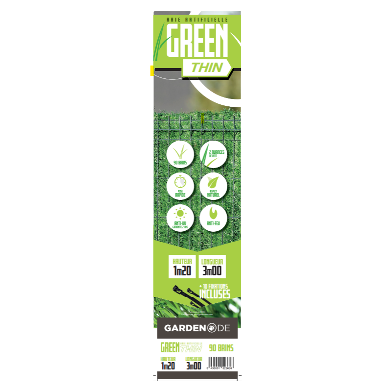 Haie artificielle occultante 90 brins L 3m x H1m20 - 9