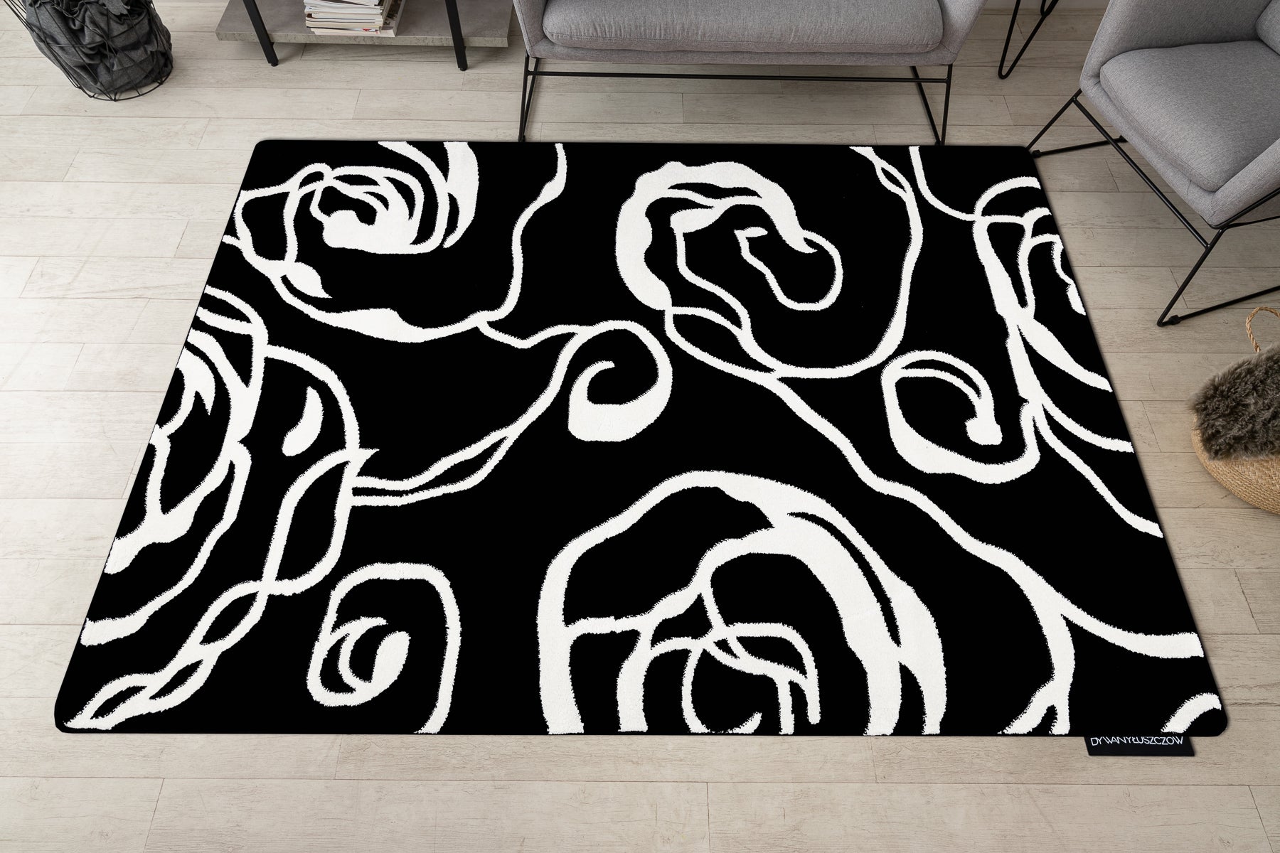 Dywan HAMPTON Rosa róża, kwiaty czarny 160x220 cm - 4