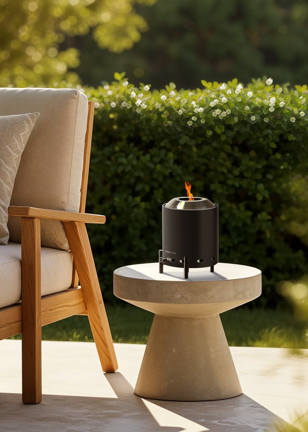 CREATE - FIRE PIT COMPACT - Brasero de mesa 1,5kW para exterior a pellets sem fumaça - 2