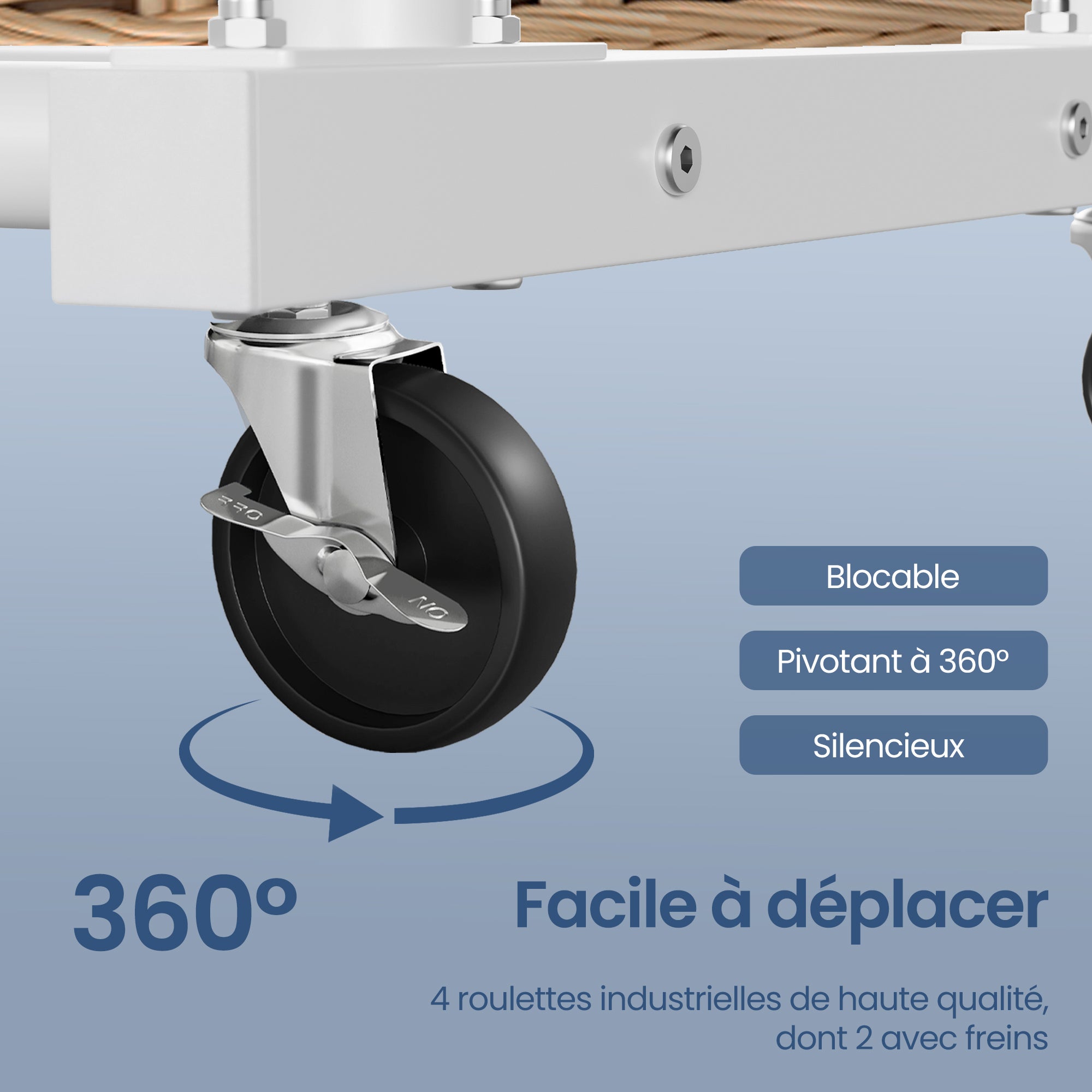 Portemanteau sur Roulettes, Portant à Vêtements Robuste, Charge 90 kg, Chambre, Blanc - 4
