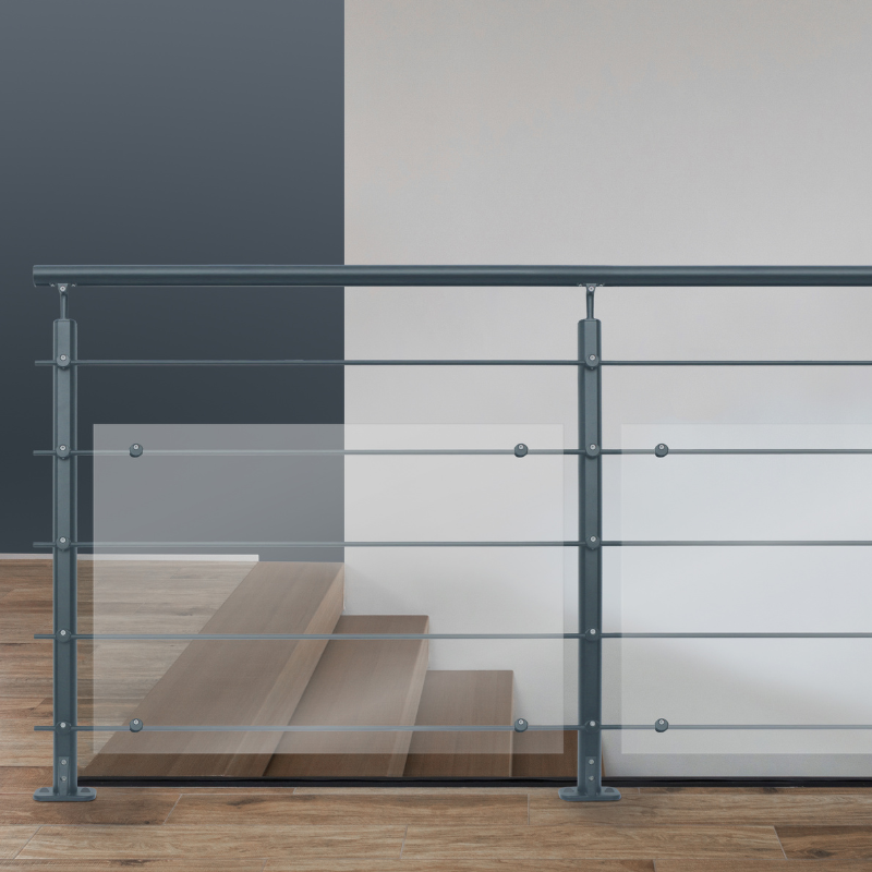 Kit garde-corps aluminium gris anthracite 2m pose à plat, Opalu KORDO - 3