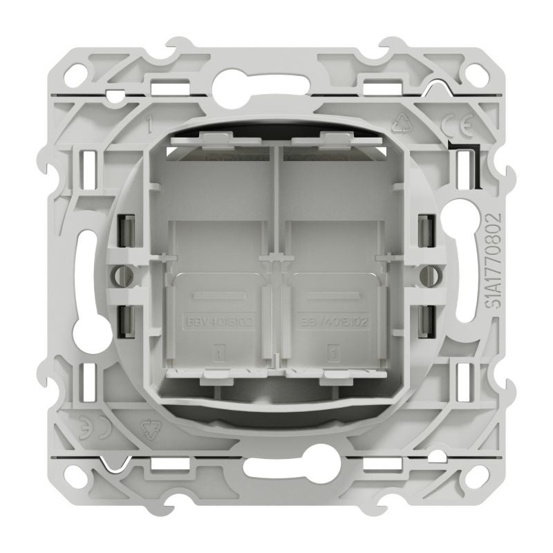 Prise double RJ45 Odace - Sans connecteur - Blanc - 3