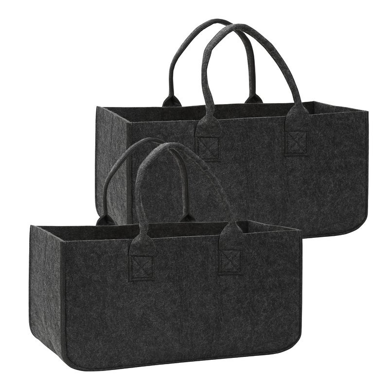 EINFEBEN Sac En Feutre 2 Pcs Panier De Rangement Sac De Transport Rcipient Collecteur De Linge Feutre Pliable Gris Fonc 50 X 25 X 25 59500901