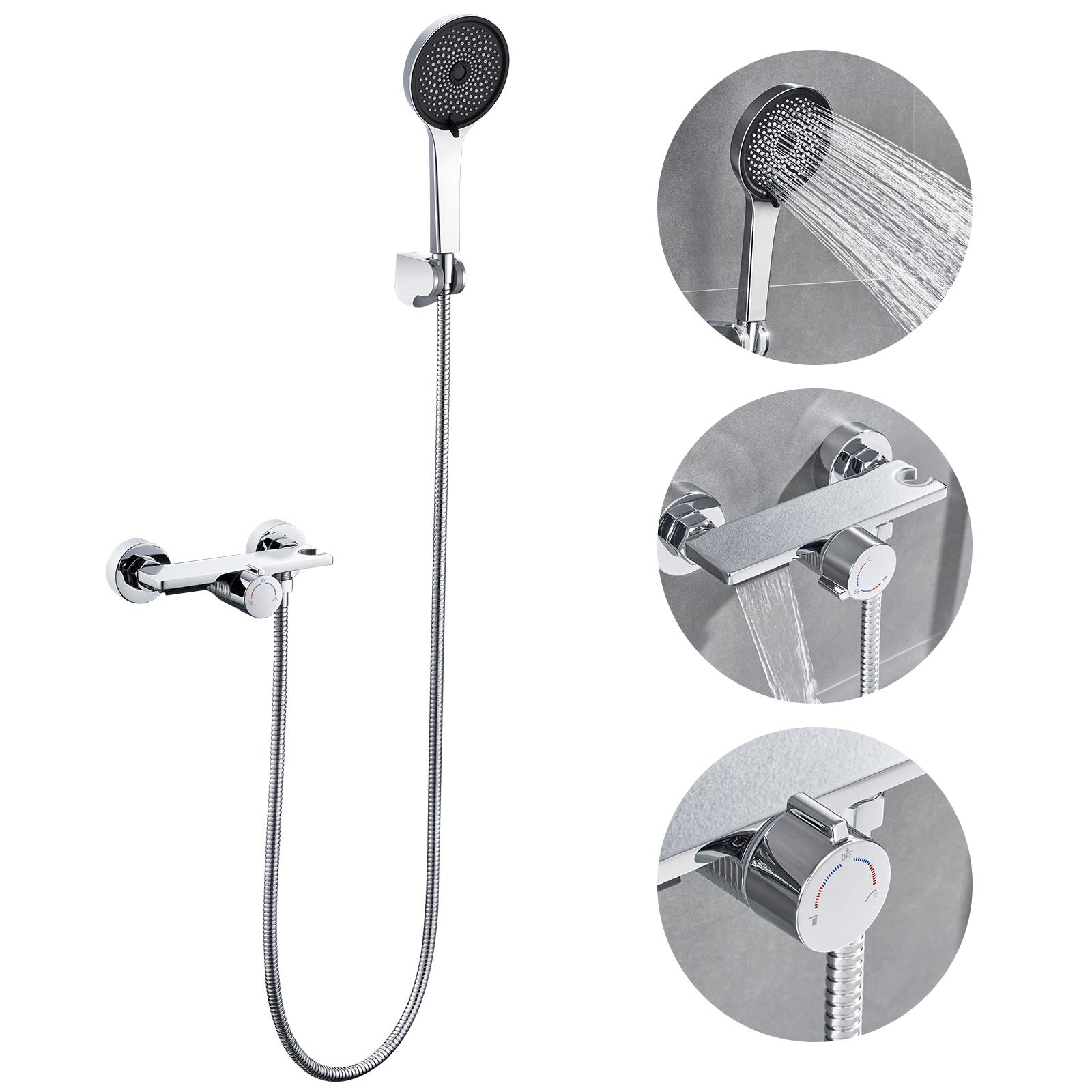 Rubinetto Vasca A Cascada Nero HOMELODY - Con Doccetta, Ottone, Monocomando, G1/2 - Foto 13