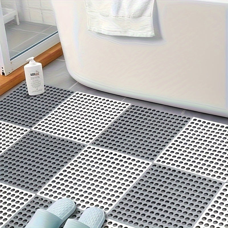 Tapis antidérapants de Massage d'épissure de salle de bains de 4 pièces, tapis de verrouillage de Drainage, tapis de douche de carrelage de sol - 3