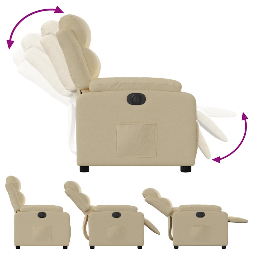 Fauteuil inclinable électrique Crème Tissu - 7