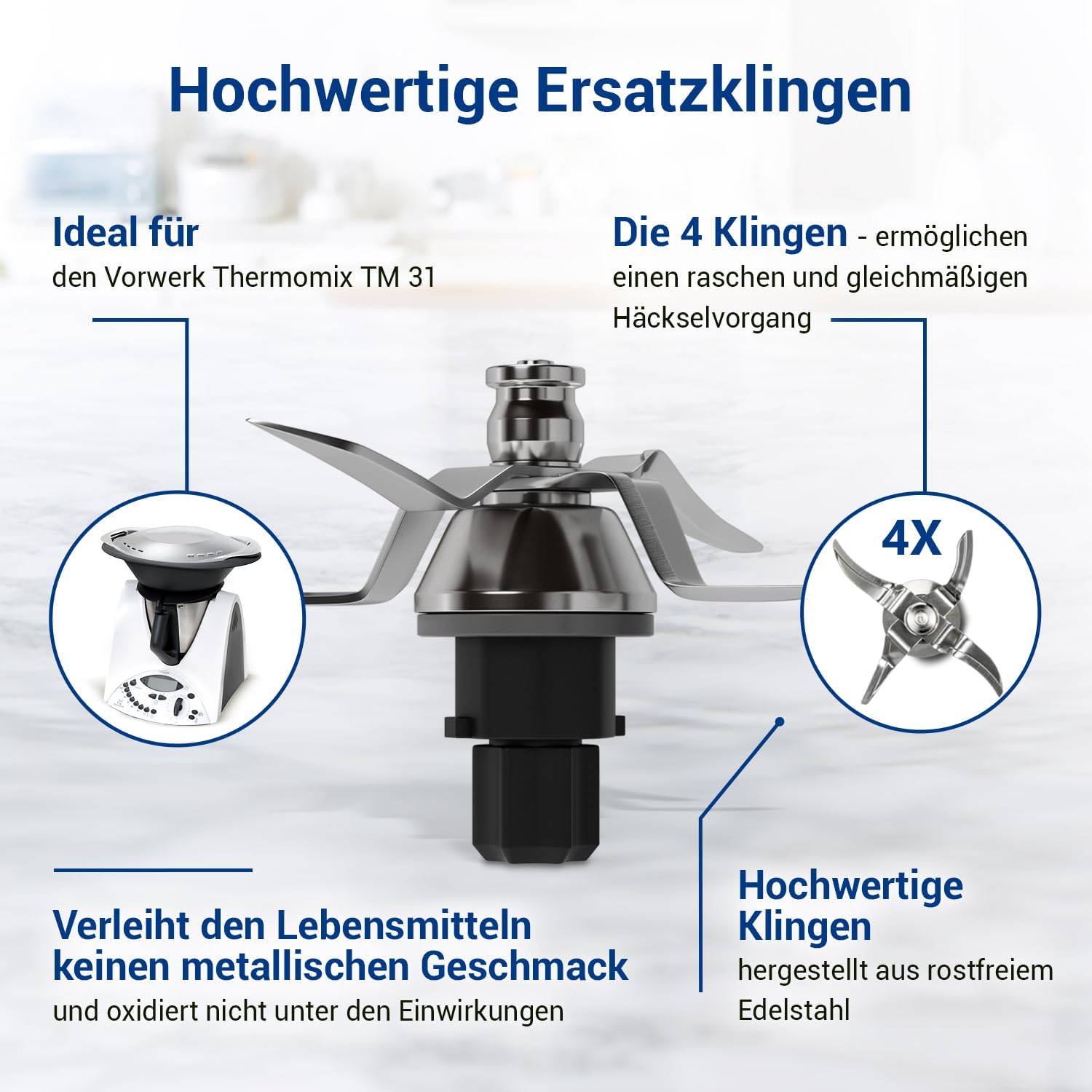 Couteau Mélangeur pour Thermomix Robot de Cuisine Vorwerk TM31 / Couteaux Thermomix TM31 - Couteau de Rechange En Acier Inoxydable SUS420 - 3