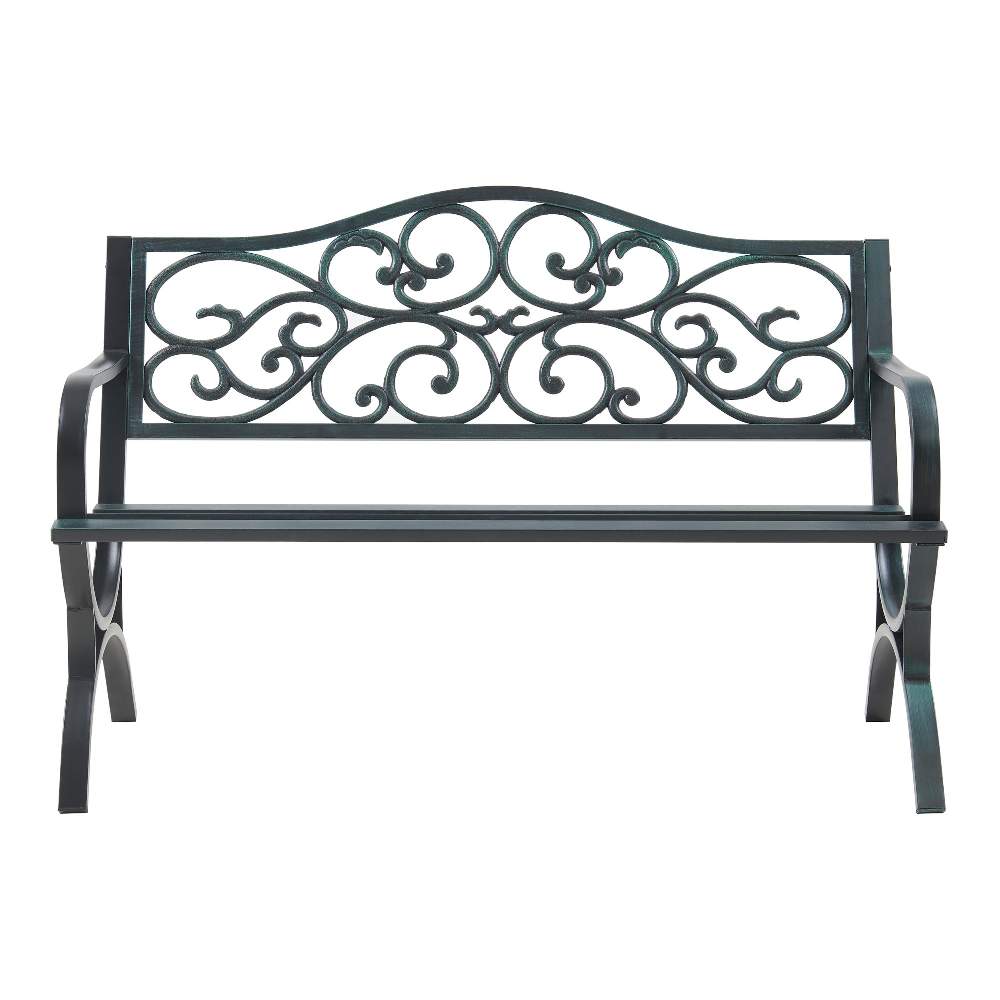 Banc de jardin Utav 127 x 53 x 79 cm acier gris foncé avec patine verte casa.pro - 5