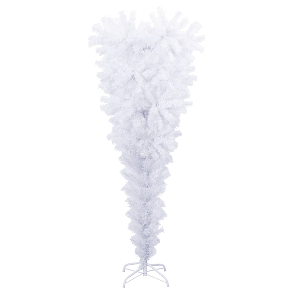 Choinka sztuczna do góry nogami na białym stojaku, 120 cm - COMFORTXL