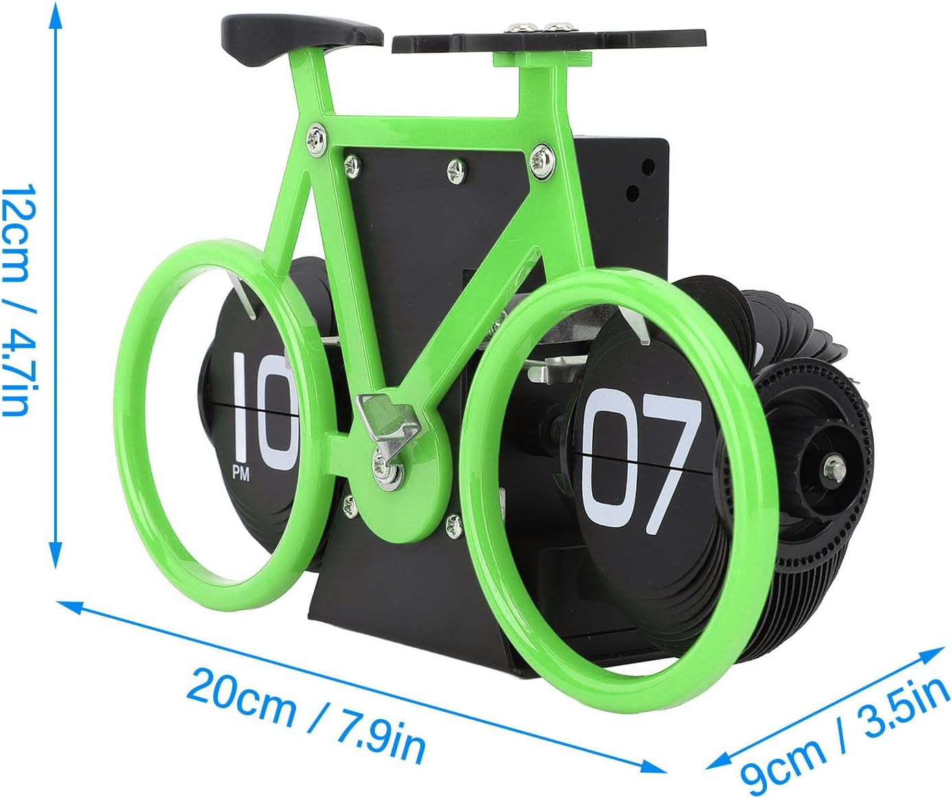 Horloge de table en forme de vélo, horloge à rotation automatique des pages, horloge décorative rétro, horloge à rotation simple des pages (vert) - 4