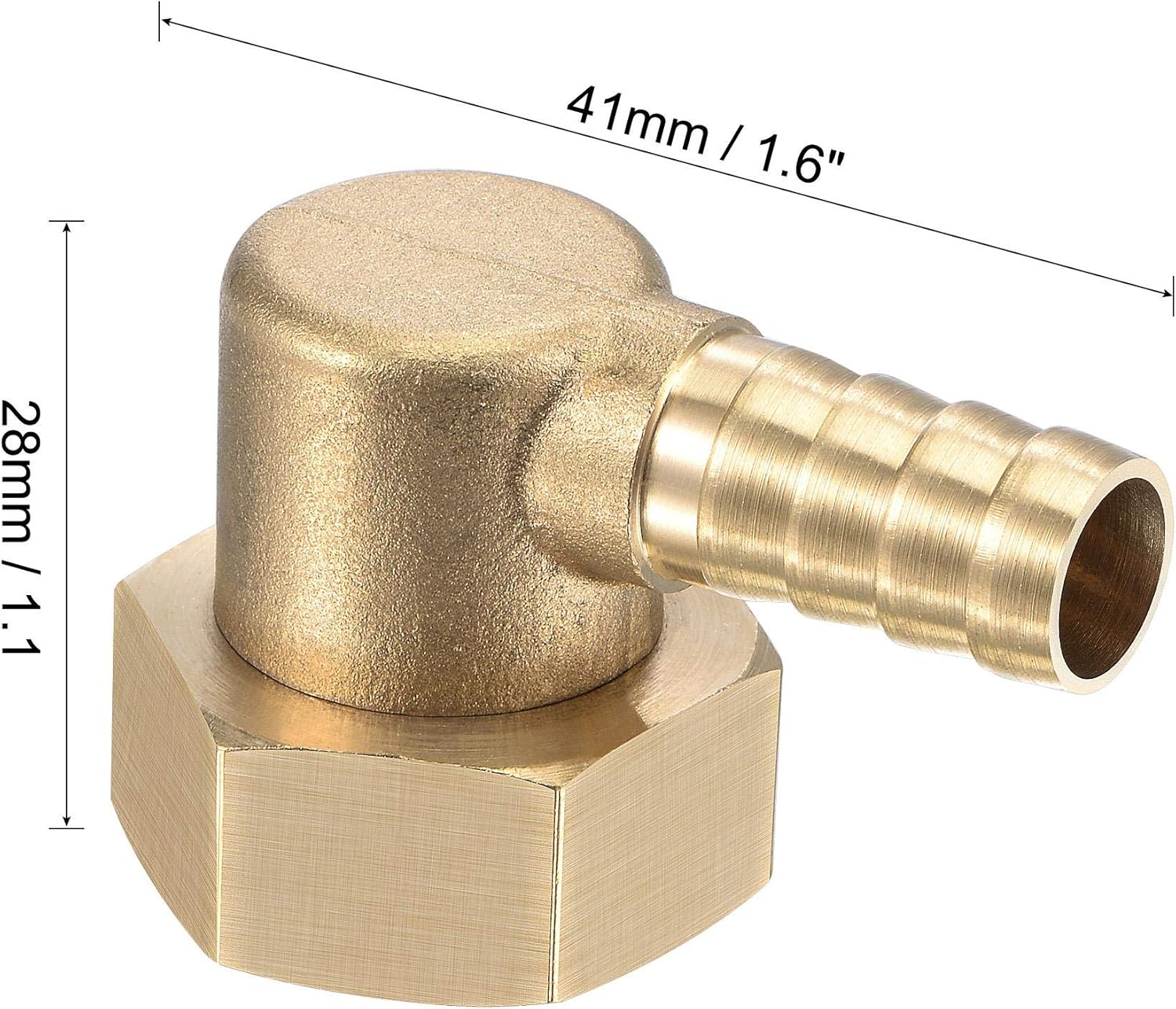 Złącze węża mosiężnego 10 mm, kolanko x złącze żeńskie G1/2 z nakrętką obrotową do wody, paliwa i powietrza (opakowanie 2 szt.) - 3