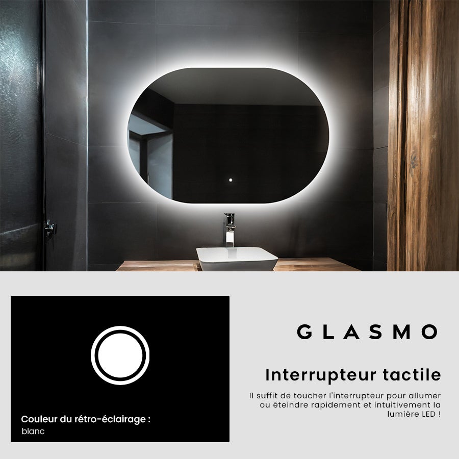 Miroir avec LED Illumination Salle de Bain - Ariana | 140x90 cm | Blanc Froid 7000K | Interrupteur Tactile - 5