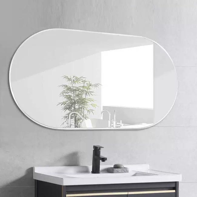 Espejo de Baño Ovalado 50x70 cm Negro con Marco Giratorio e Instalación Fácil, Diseño Moderno - 2