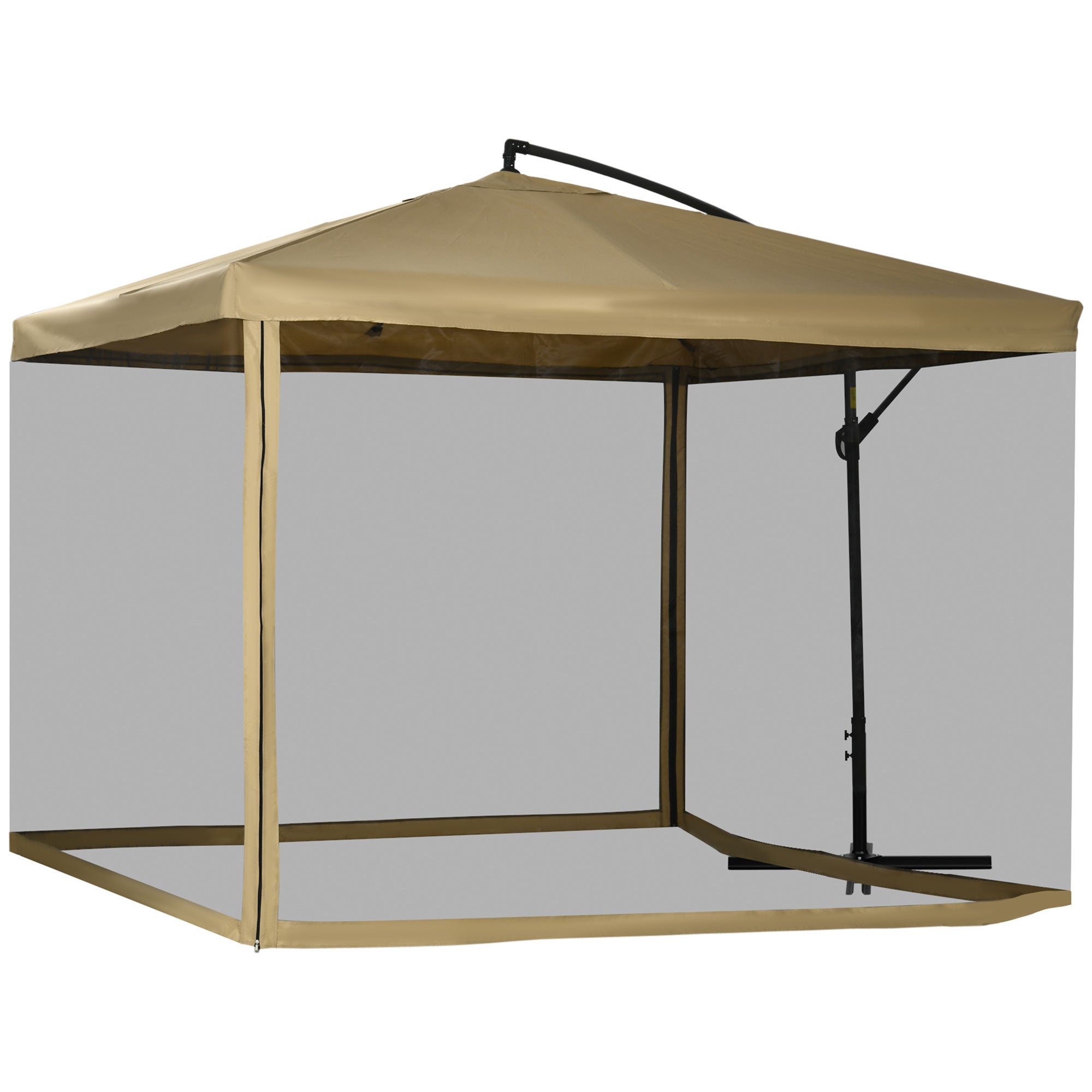 Ombrellone Quadrato Da Giardino 250x250cm Beige - Apertura A Manovella, Struttura In Acciaio, Tessuto 160g Con Air Vent