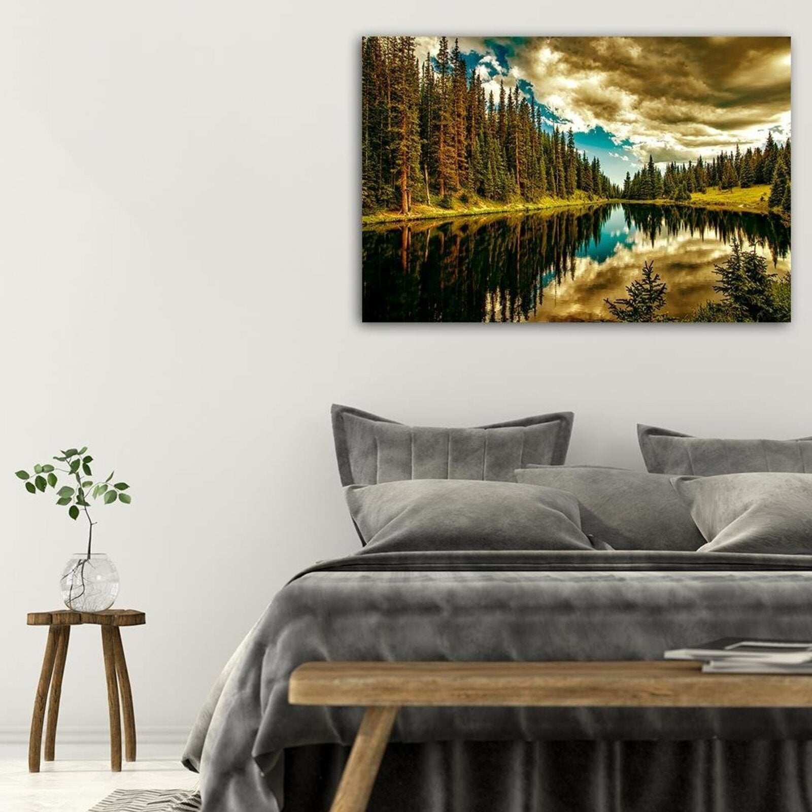 Tableau bois las lac alpin 4 - 60 x 40 cm - 3